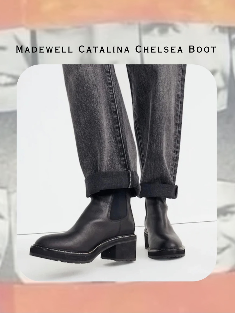 RARE🎉 Madewell Classic Carina Black Chelsea Heeled Slip On Boots